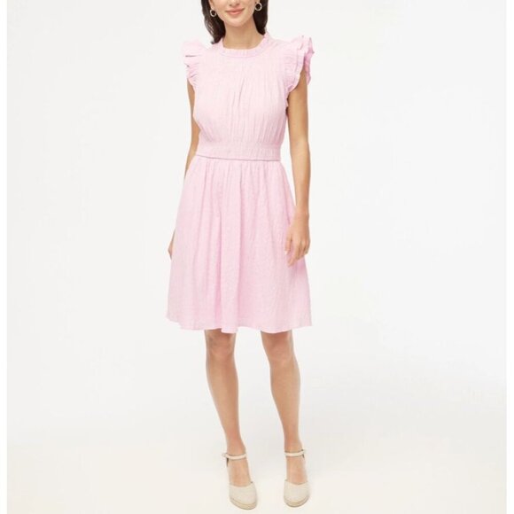 J.Crew Gauze Flutter-Sleeve Mini Dress Fit & Flare Smocked Orchid Flower Size XS - Picture 1 of 11